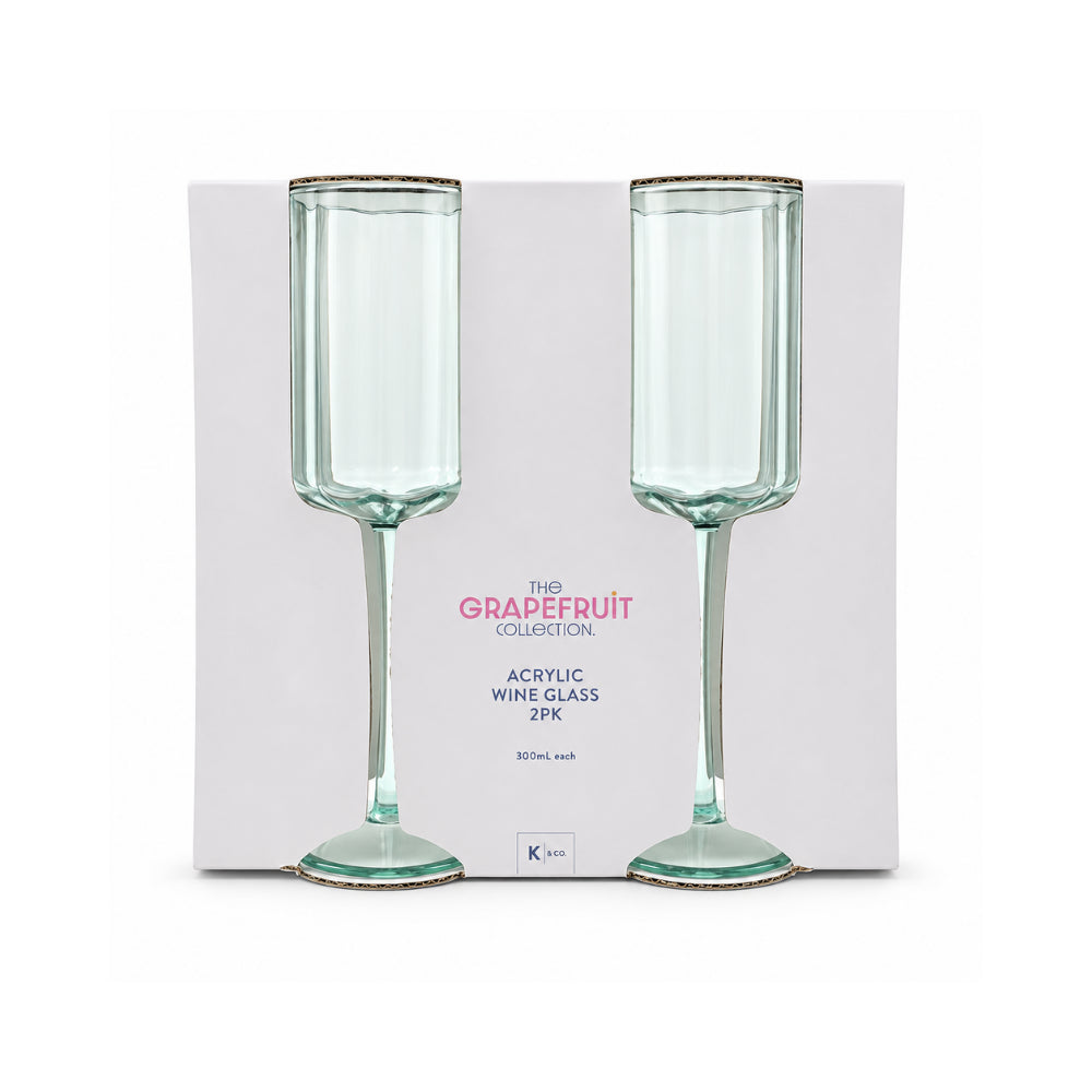 The Grapefruit Collection Acrylic Scalloped Wine Glass 2 Piece - SEA