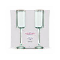 The Grapefruit Collection Acrylic Scalloped Wine Glass 2 Piece - SEA
