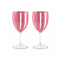 The Grapefruit Collection Acrylic Striped Wine Glass 2 Piece - PINK