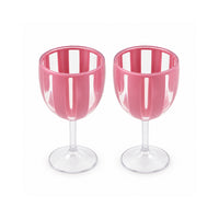 The Grapefruit Collection Acrylic Striped Wine Glass 2 Piece - PINK