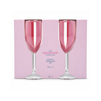 The Grapefruit Collection Acrylic Striped Wine Glass 2 Piece - PINK