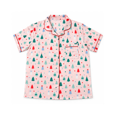 Holly Days Christmas Collection Adult Satin Pyjama Set - JOLLY TREES