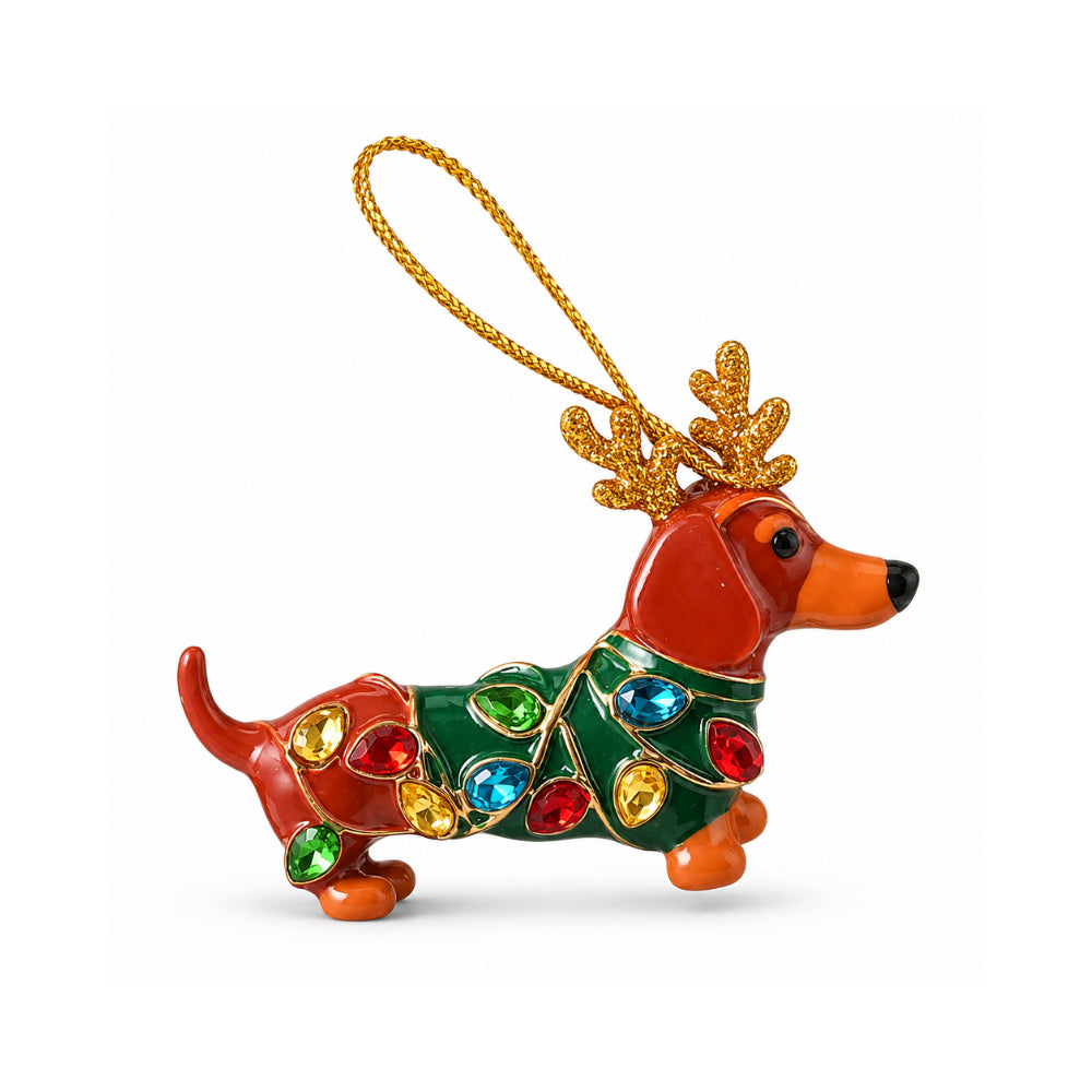 Holly Days Christmas Collection Alloy Tree Decoration - SAUSAGE DOG