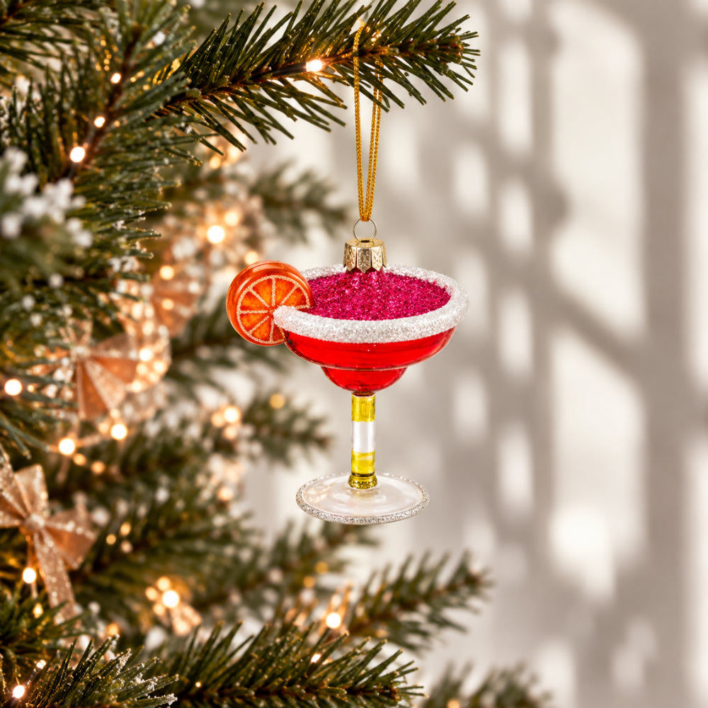 Holly Days Christmas Collection Glass Tree Decoration - COCKTAIL