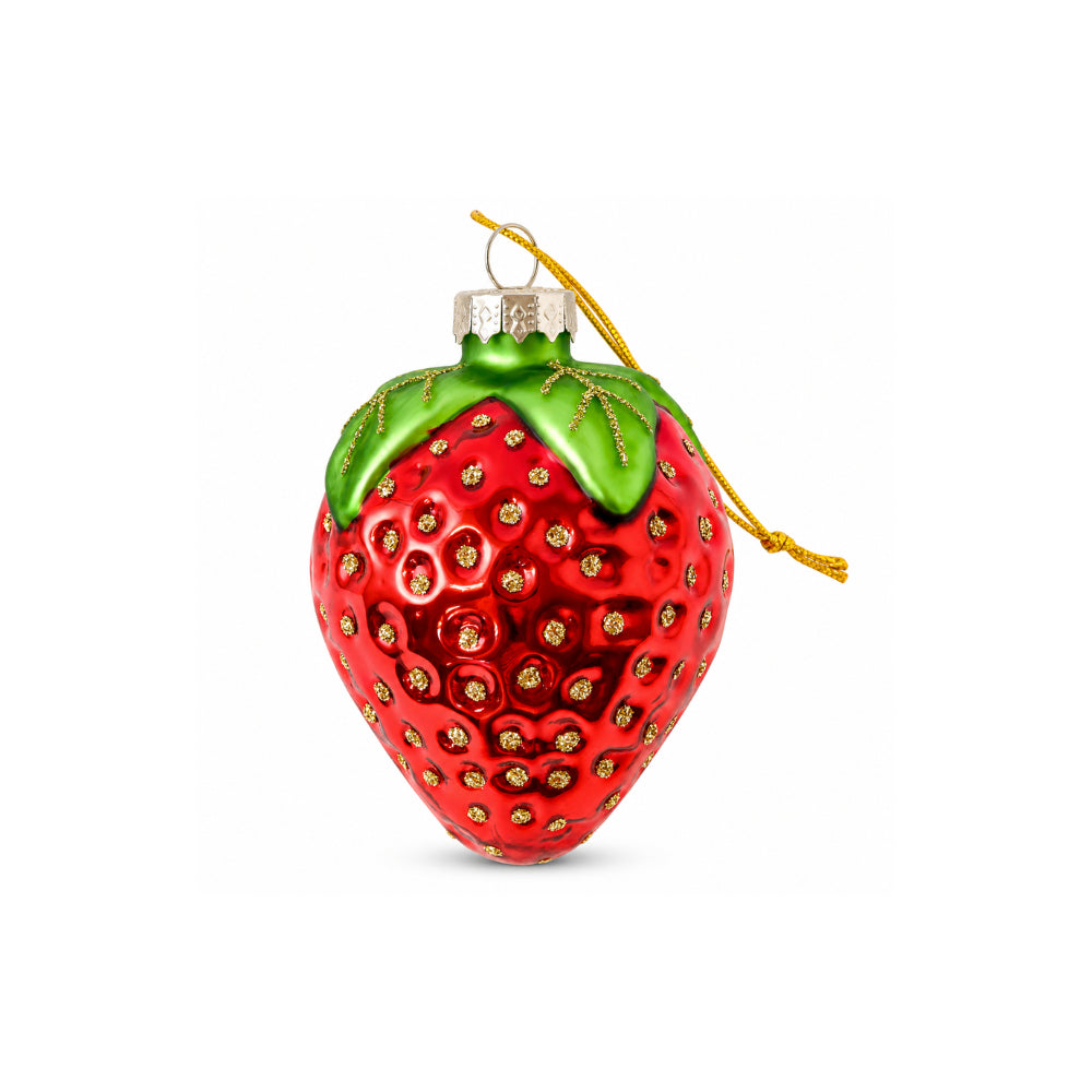 Holly Days Christmas Collection Glass Tree Decoration - STRAWBERRY