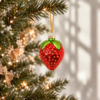 Holly Days Christmas Collection Glass Tree Decoration - STRAWBERRY