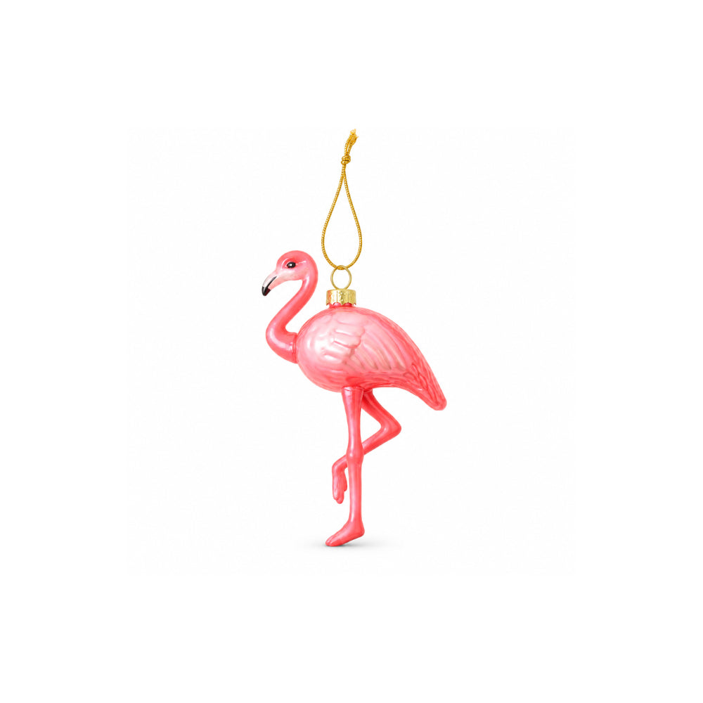 Holly Days Christmas Collection Glass Tree Decoration - FLAMINGO