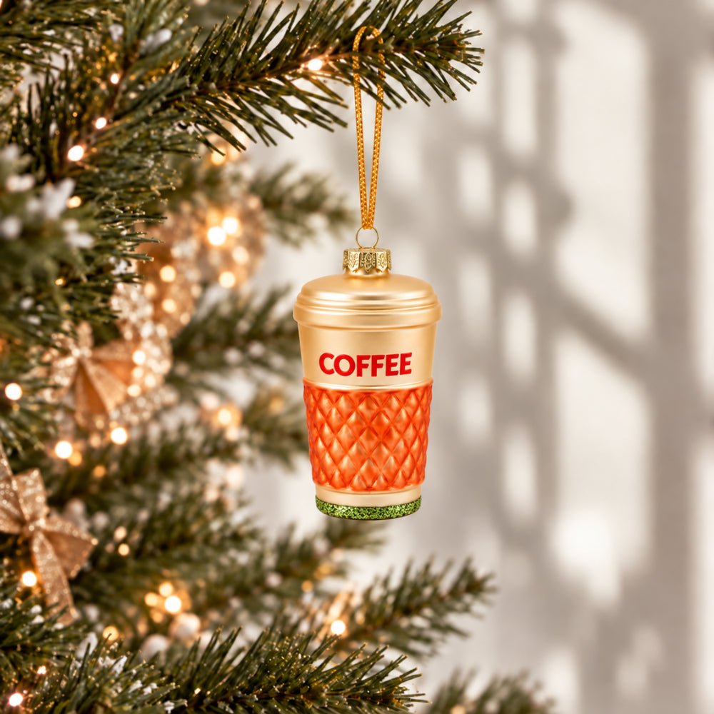 Holly Days Christmas Collection Glass Tree Decoration - COFFEE