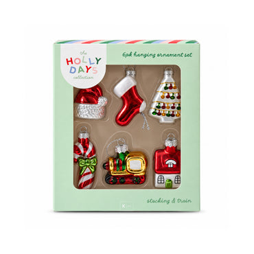 Holly Days Christmas Collection Tree Decoration - STOCKING AND TRAIN