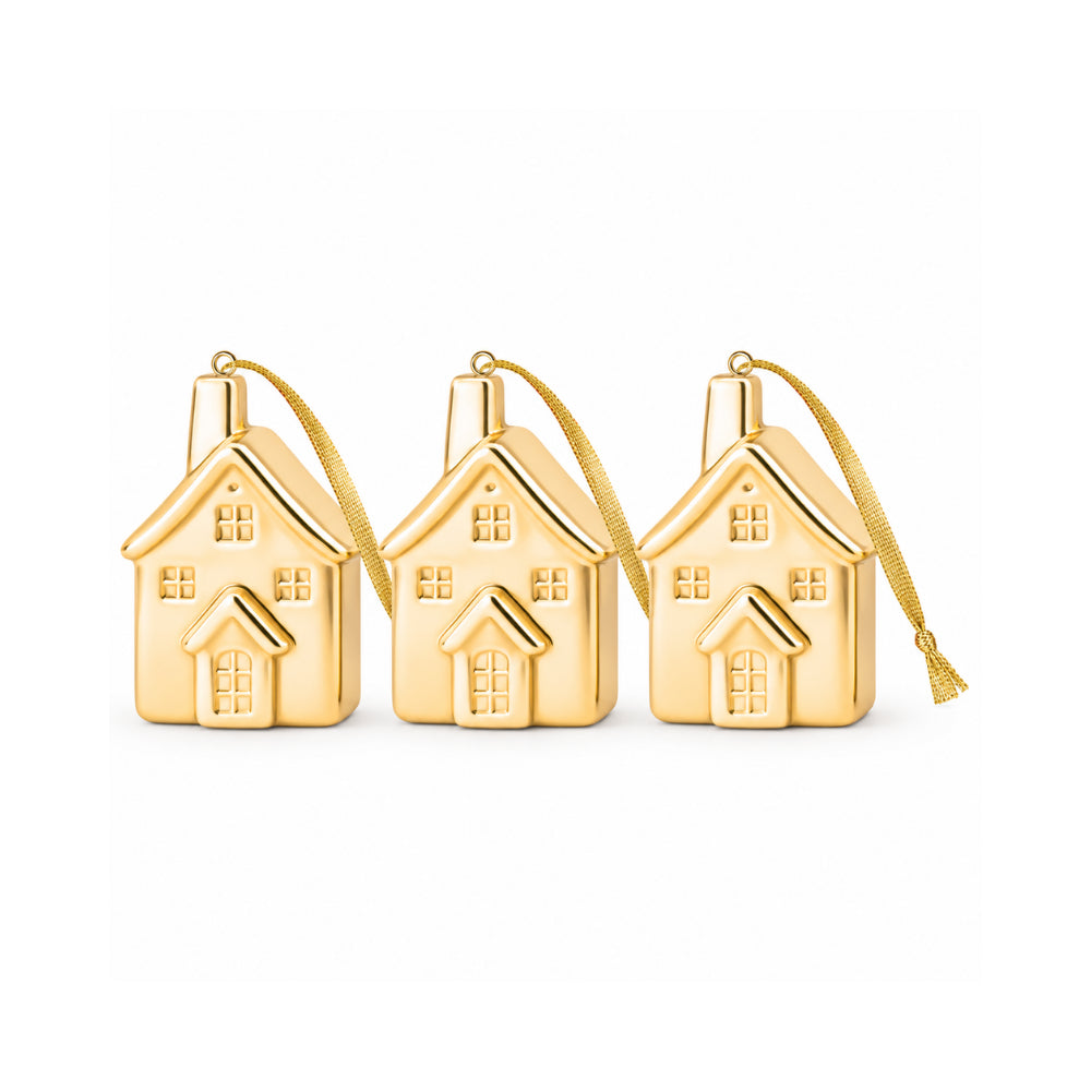 Holly Days Christmas Collection Alloy Tree Decoration 3 Pack - GOLD HOUSE