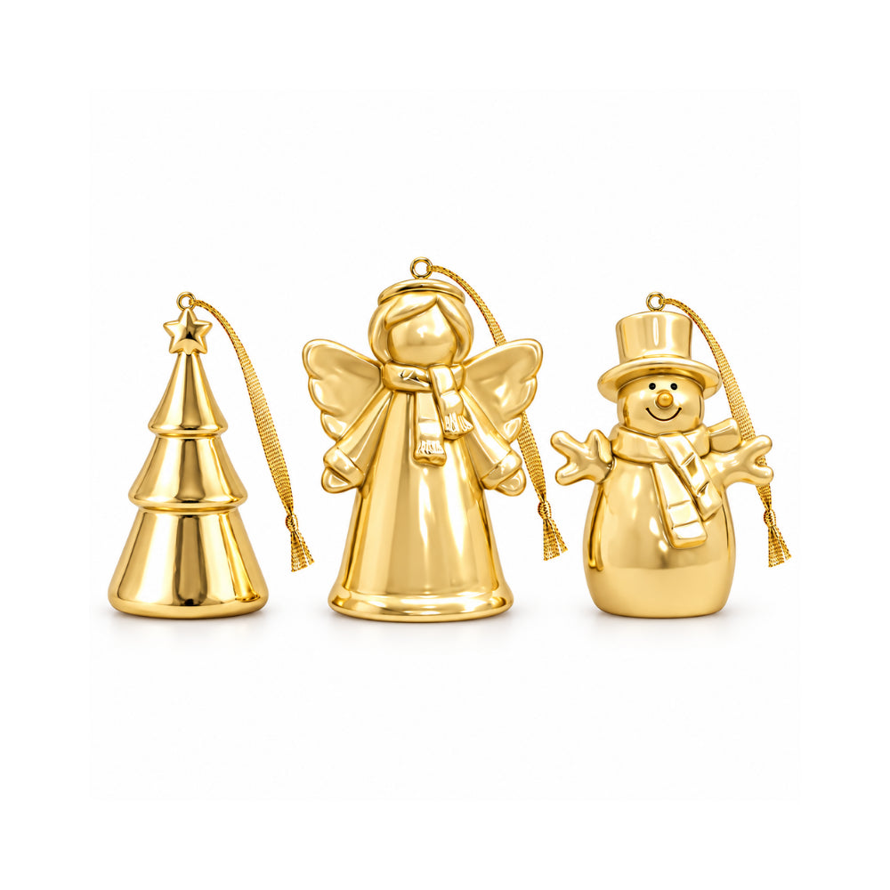 Holly Days Christmas Collection Alloy Tree Decoration 3 Pack - GOLD ANGEL