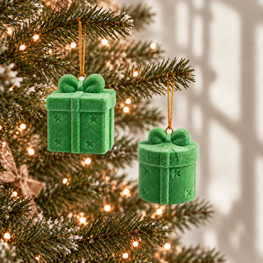 Holly Days Christmas Collection Velvet Present Tree Decoration 2 Pack - MINT