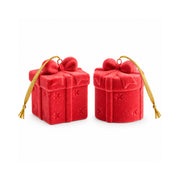 Holly Days Christmas Collection Velvet Present Tree Decoration 2 Pack - RED