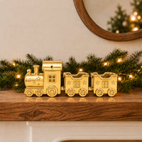 Holly Days Christmas Collection Alloy Train Ornament - GOLD