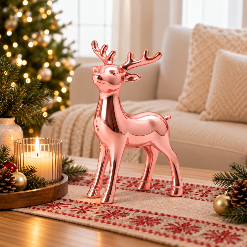 Holly Days Christmas Collection Small Alloy Elk Ornament - PINK