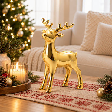 Holly Days Christmas Collection Small Alloy Elk Ornament - GOLD