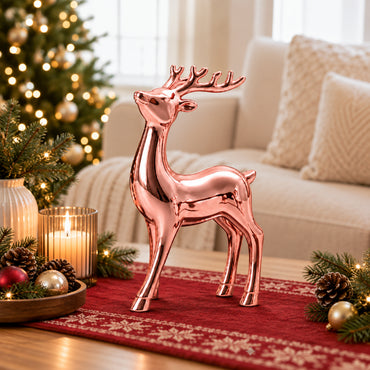 Holly Days Christmas Collection Medium Alloy Elk Ornament - PINK