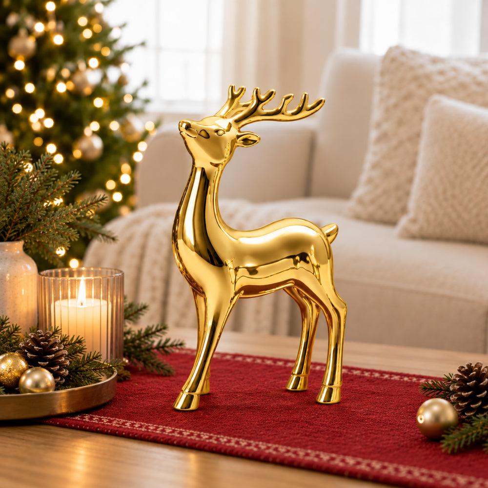 Holly Days Christmas Collection Medium Alloy Elk Ornament - GOLD