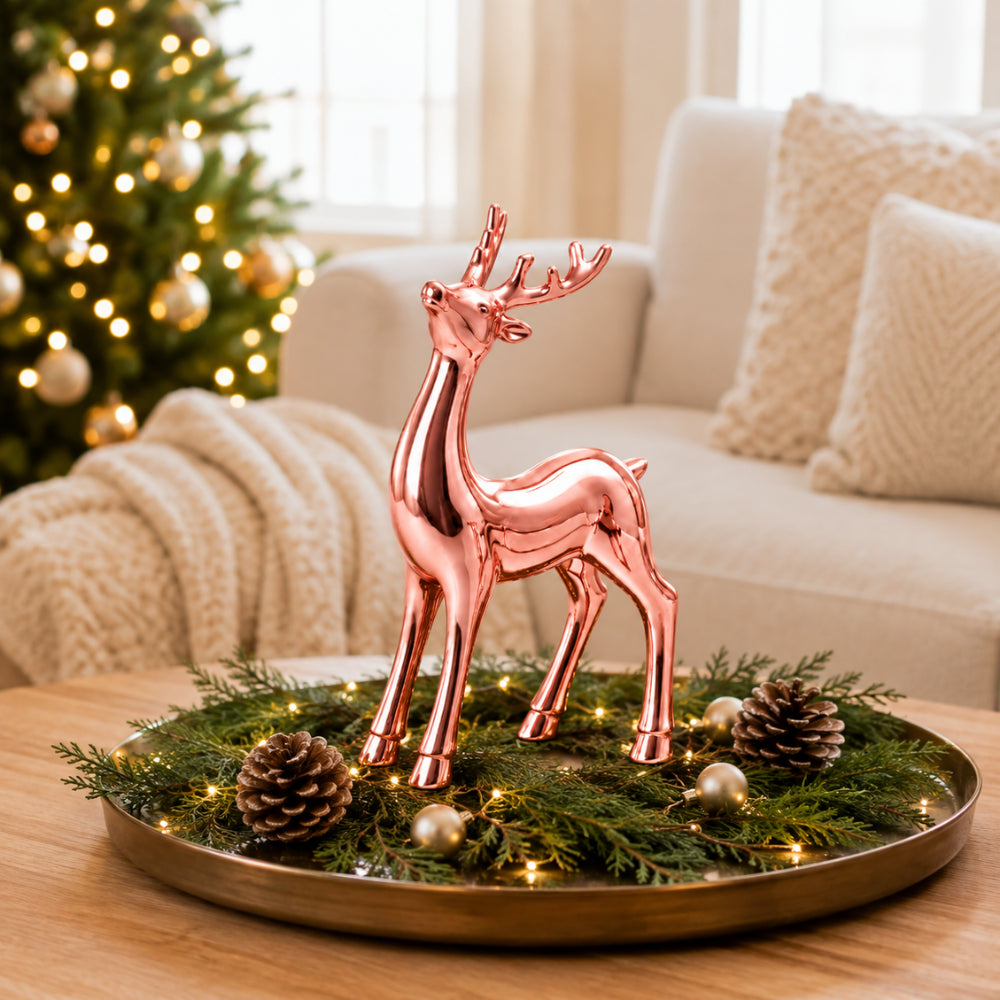 Holly Days Christmas Collection Large Alloy Elk Ornament - PINK