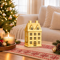 Holly Days Christmas Collection Medium Alloy House Ornament - GOLD