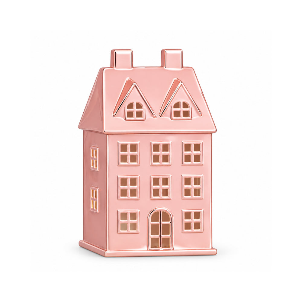 Holly Days Christmas Collection Large Alloy House Ornament - PINK