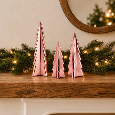 Holly Days Christmas Collection Alloy Tree Ornament 3 Pack - PINK