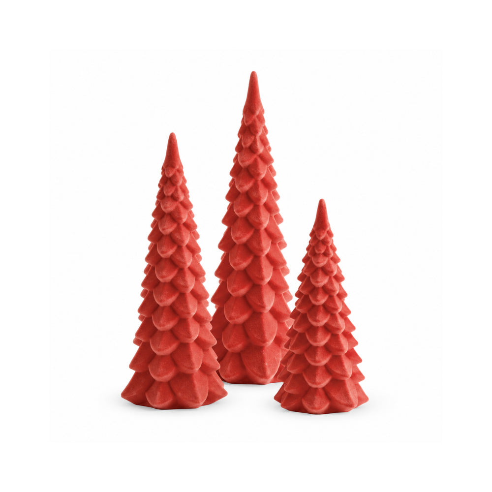 Holly Days Christmas Collection Velvet Tree Ornament 3 Pack - RED