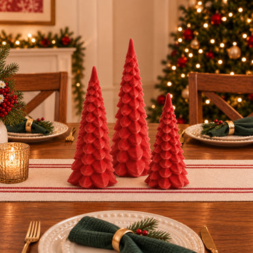 Holly Days Christmas Collection Velvet Tree Ornament 3 Pack - RED