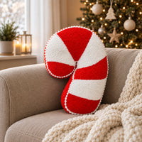 Holly Days Christmas Collection Shaped Cushion - CANDY CANE