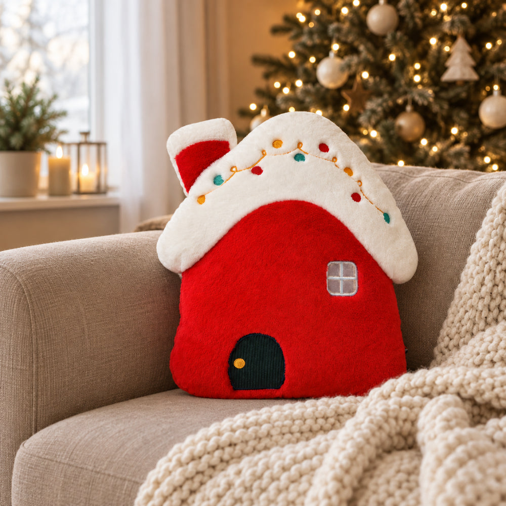 Holly Days Christmas Collection Shaped Cushion - CHRISTMAS COTTAGE