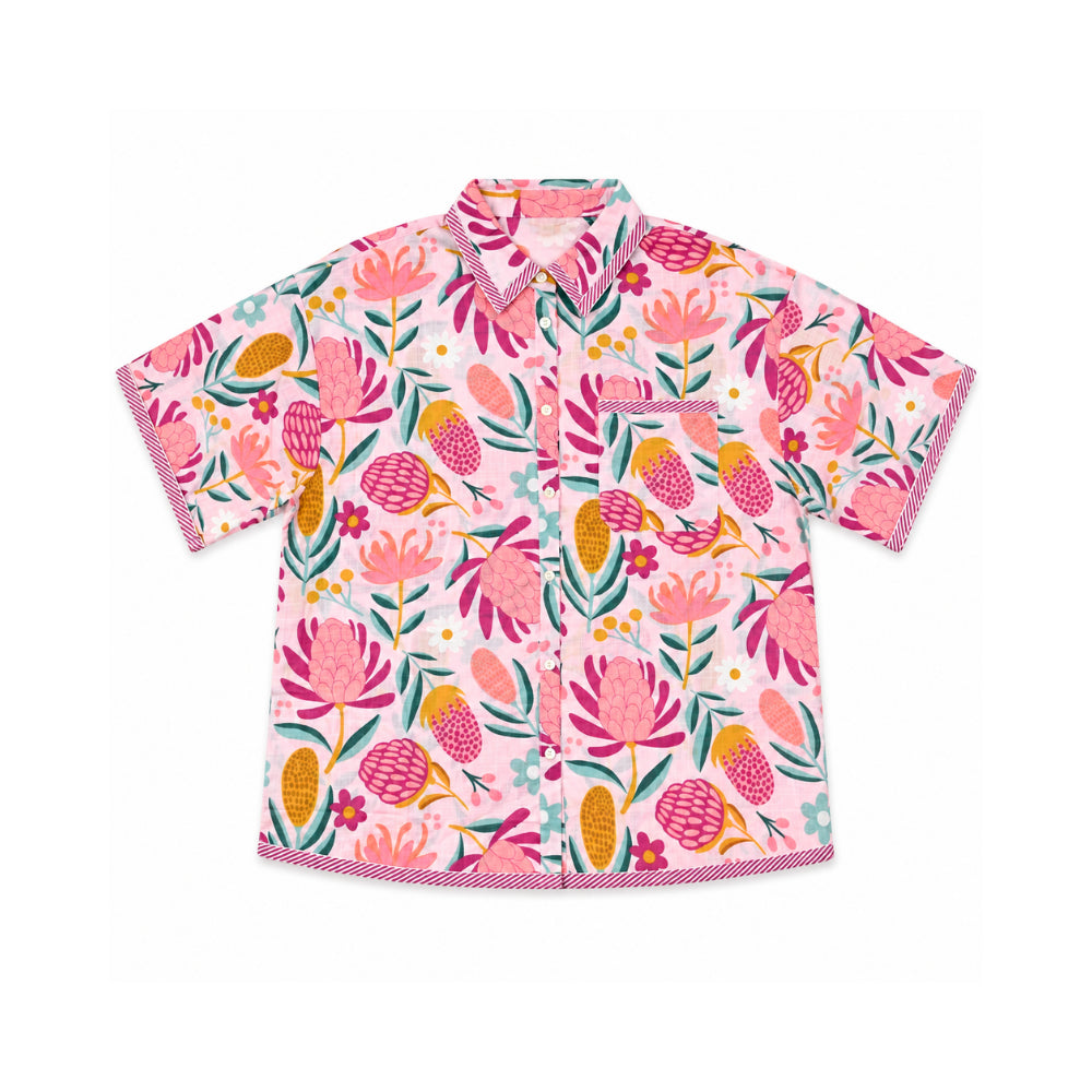 Sun and Sea Collection Cotton Summer Shirt - MAGENTA BLISS