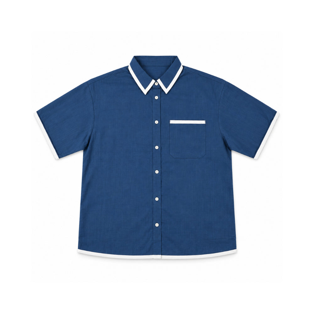 Sun and Sea Collection Cotton Summer Shirt - NAVY