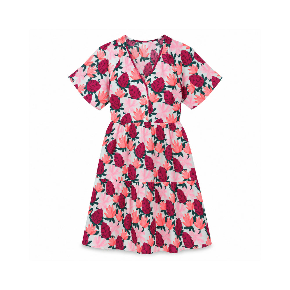 Sun and Sea Collection Cotton Smock Dress - BLUE TROPICANA