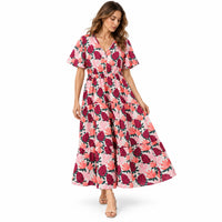 Sun and Sea Collection Cotton Midi Tierred Dress - BLUE TROPICANA