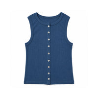 Sun and Sea Collection Button Down Rib Knit Tank - NAVY