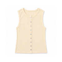 Sun and Sea Collection Button Down Rib Knit Tank - CREAM