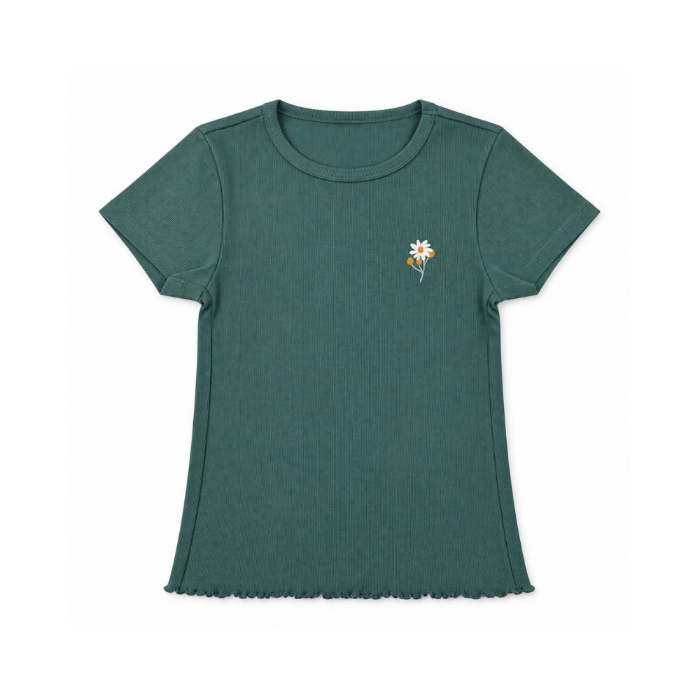 Sun and Sea Collection Applique Rib Knit T-Shirt - FOREST
