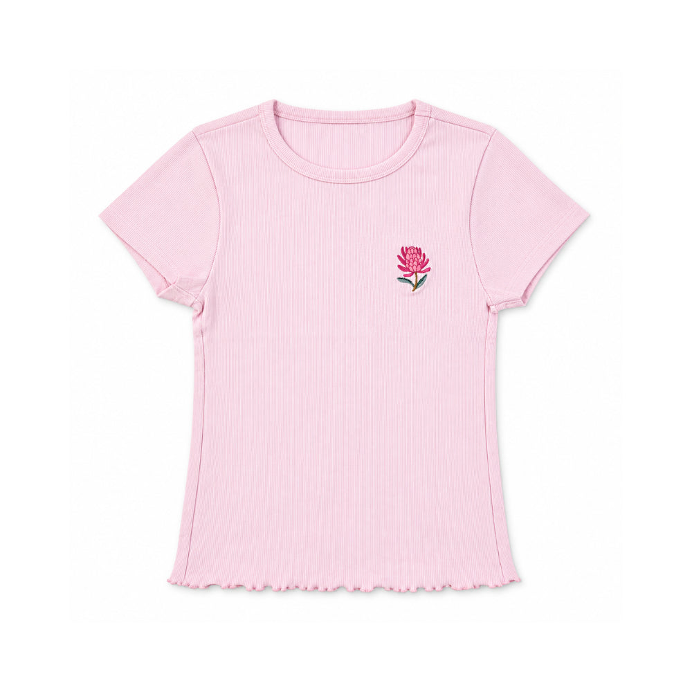 Sun and Sea Collection Applique Rib Knit T-Shirt - PINK