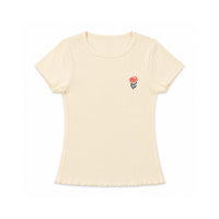 Sun and Sea Collection Applique Rib Knit T-Shirt - CREAM
