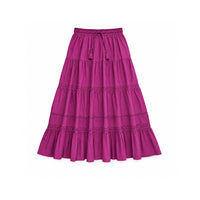Sun and Sea Collection Trim Flow Tierred Skirt - MULBERRY