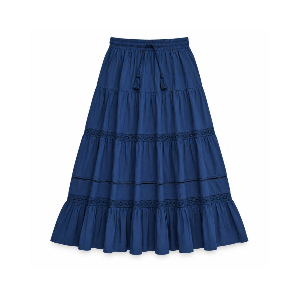 Sun and Sea Collection Trim Flow Tierred Skirt - NAVY