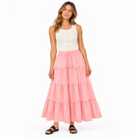 Sun and Sea Collection Flow Tierred Skirt - PINK