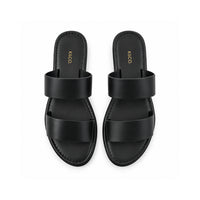Sun and Sea Collection Leather Strap Slides - BLACK