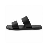 Sun and Sea Collection Leather Strap Slides - BLACK
