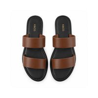 Sun and Sea Collection Leather Strap Slides - CHOCOLATE