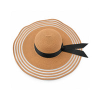 Sun and Sea Collection Straw Wide Brim Hat - RIBBON