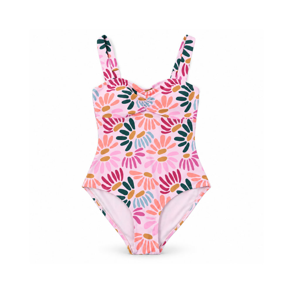 Sun and Sea Collection Ruched One Piece Swimsuit - SUMMER DAISIES