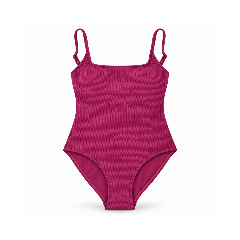 Sun and Sea Collection Textured Tie Up One Piece Swimsuit - MULBERRY