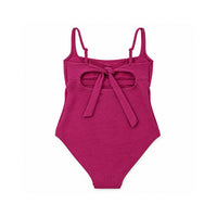 Sun and Sea Collection Textured Tie Up One Piece Swimsuit - MULBERRY