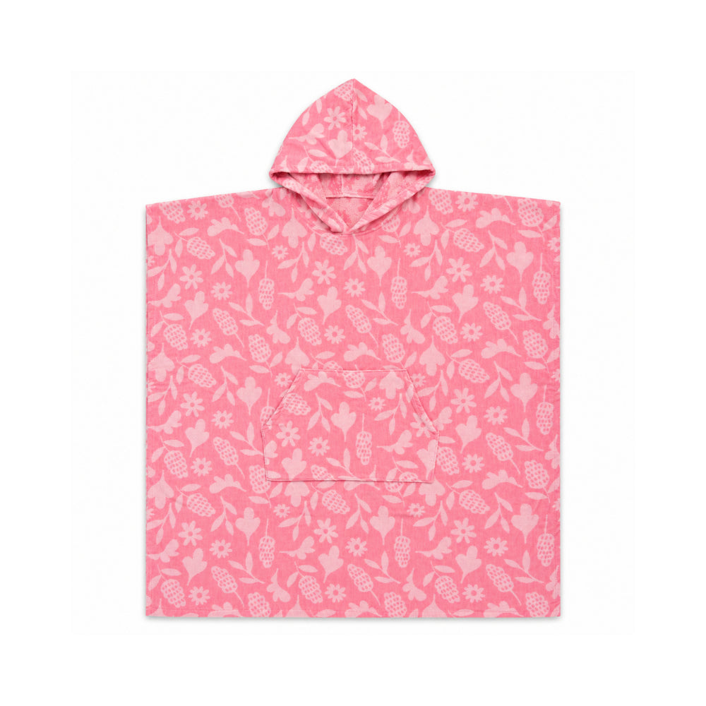 Sun and Sea Collection Adult Beach Poncho with Pocket - PINK RETRO FLORAL